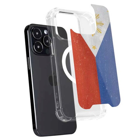 Philippines Flag Distressed iPhone 15 Pro MagSafe Case
